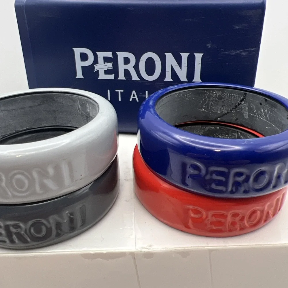 2008 Peroni Adornare Ceramic Drink Marker Set 6 Bottle Rings Box Barware